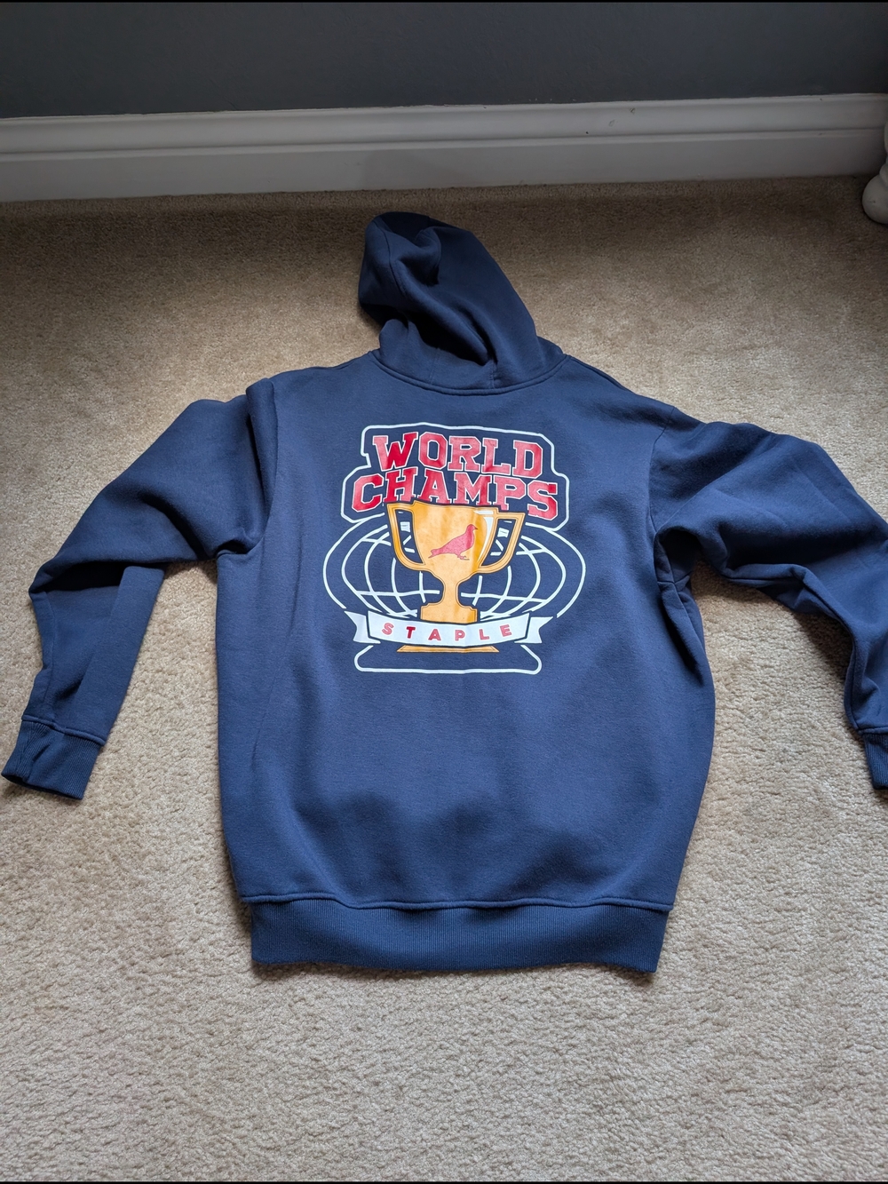 Staple Navy World Champs Trophy Graphic Hoodie